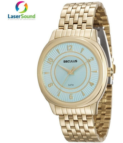 Relógio Seculus Feminino Analógico Dourado Original + Nf