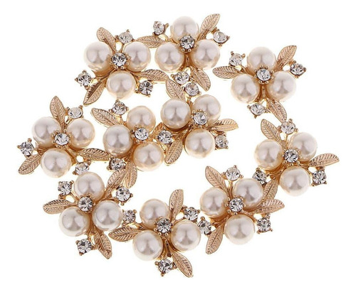 10pcs Rhinestone Perla Flor Adornos Botones Para