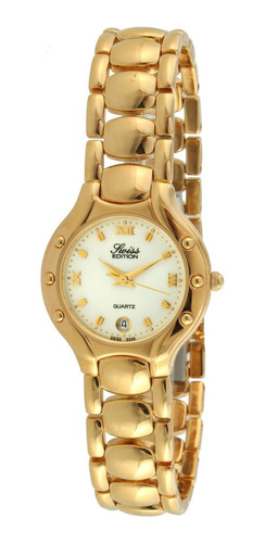 Reloj Mujer Swiss Edition Se3812 Cuarzo 25mm Pulso Dorado