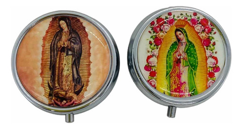 Pastillero Porta Pastillas Virgen De Guadalupe Metálico