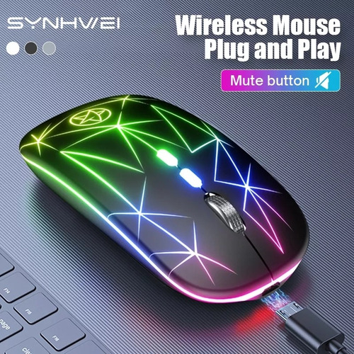 Imagen 1 de 6 de Mouse Inalambrico Recargable Gaming Luces Led