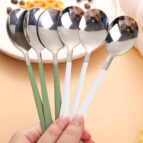 Cuchara De Acero Inoxidable De Mango Largo Para Postre, 10 U