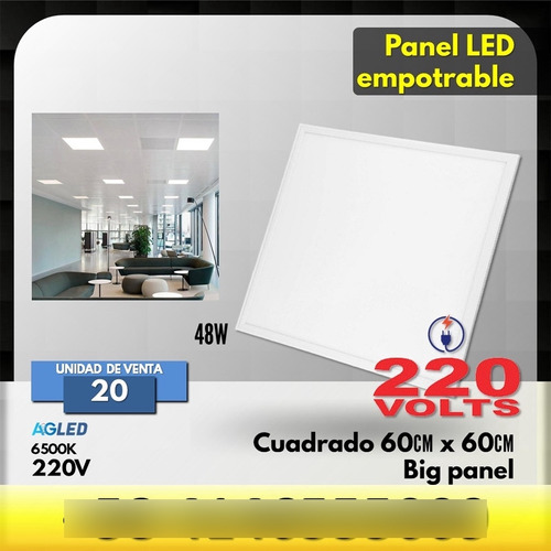 Panel Led Empotrable 48w 60x60cm 6500k 220v 4320lm 90l/w