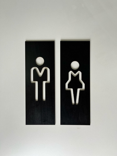 Carteles De Baño Hombre Mujer Identificación Sanitarios Mdf Identificacion Baños Wit