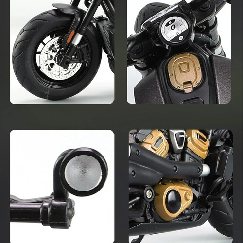 Coleccion Moto Juguete Wwawwo Con Luz Y Sonido Base 1:12 Negro