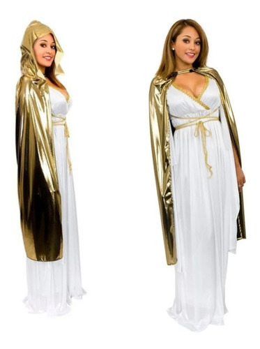 Capa Dorada Cleopatra Larga 130cm Disfraz Mujer Hada Diosa 