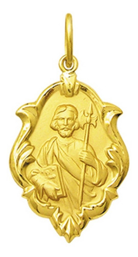 Medalha São Judas Tadeu Ouro 18k 1,5 Cm Verso Liso