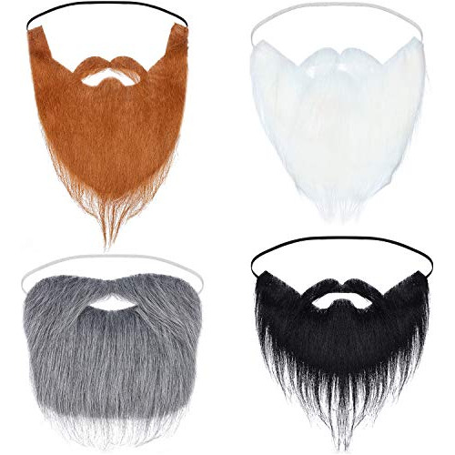 4 Piezas De Barbas Falsas Halloween Divertido Bigote Fa...