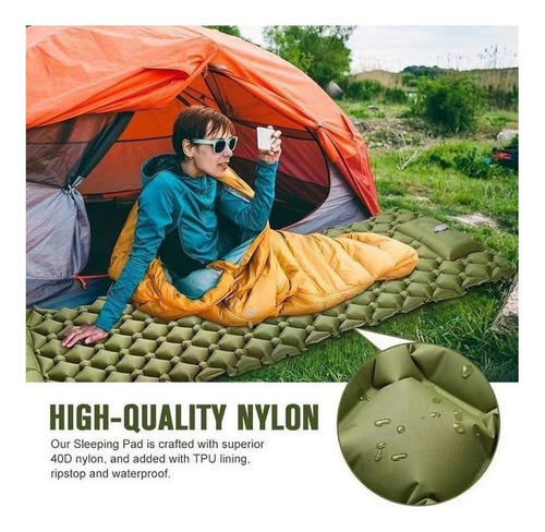 Colchoneta Inflable Portátil For Acampar Con Almohada