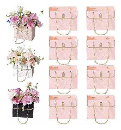 Bolsa De Regalo Rectangular Con Forma De Caja De Flores, 8 P