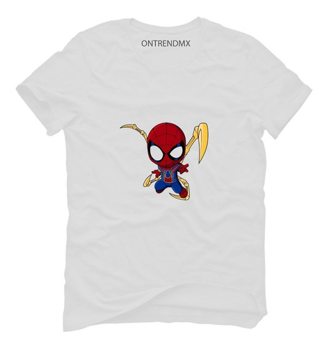 Playera Blanca Spiderman Super Héroe Chibi