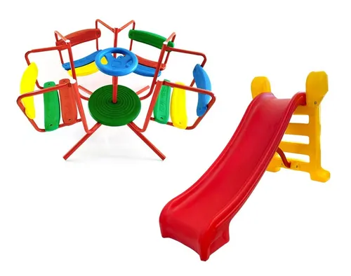 Toboganes Infantiles 4 Niveles + Calesita Infantil Mipong