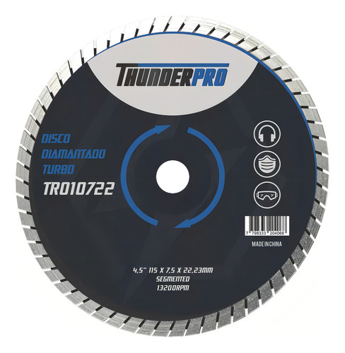 Disco Diamantado Turbo 115mm Thunder - Corta Marmol / Hormigon / Granito - Pack X5 Unidades