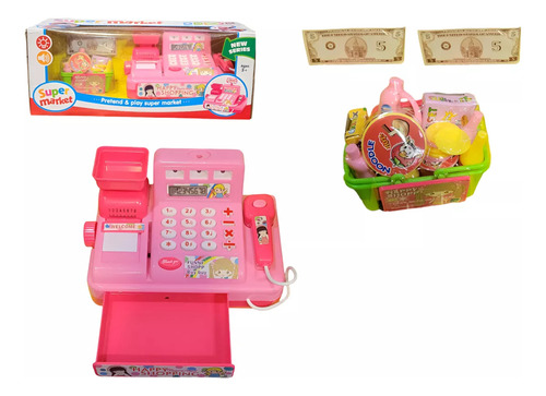 Caja Registradora Infantil Con Balanza Sonido Y Accesorios Color Rosa