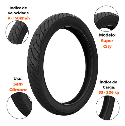 Pneu Traseiro 100-80-18 Super City Uso Sem Câmara Pirelli