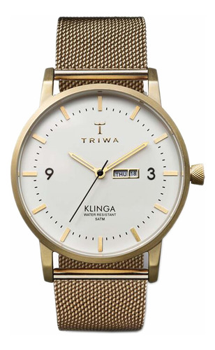 Reloj Hombre Triwa Klst103-me0 Cuarzo Pulso Dorado En Acero 