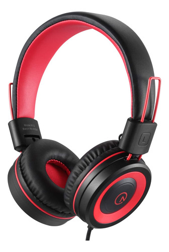 Auriculares Para Ninos Noot Products K12, Rojo Y Negro/5 Ft