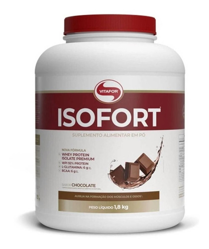 Suplemento em pó Vitafor  Isofort proteínas Isofort sabor  chocolate em pote de 1.8kg