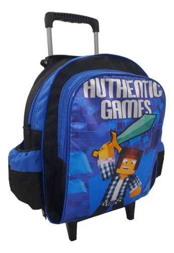 Mochila Infantil Authentic Games Rodinhas Lancheira Aula Cor Azul Desenho Do Tecido Authentic Lisa Lancheira