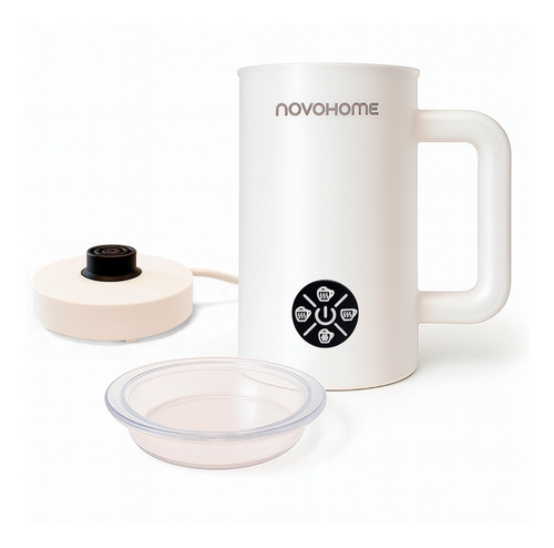 Espumador Calentador Batidor De Leche Novohome 4 En 1 Acero Inoxidable 500ml Color Blanco