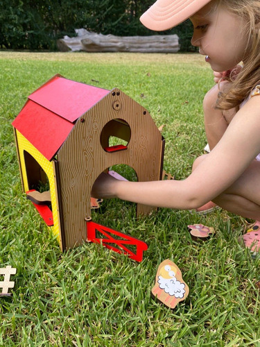 Imagen 3 de 10 de Granja Madera Con Animales Juego Didactico Infantil Niños