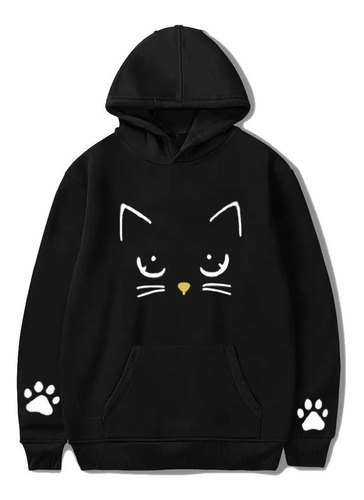 Poleron Sudadera Gato Kawaii Huellas Unisex