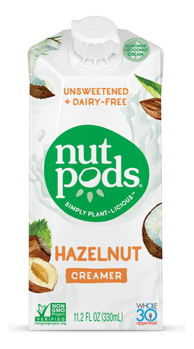 Nutpods, Creamer Avellana Sin Azucar Sin Lacteos, 11.2 Onzas