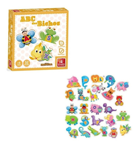Brinquedo Pedagógico Em Madeira Abc Dos Bichos