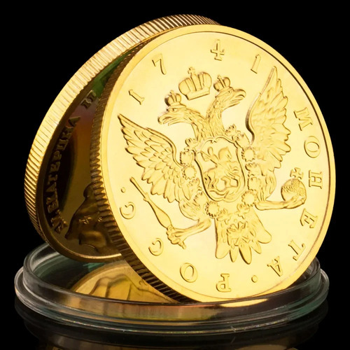 Moeda Lembrança Rainha Catarina Da Rússia - Banhada Á Ouro