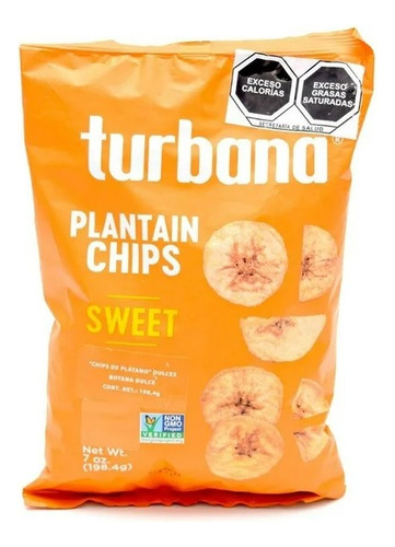 2 Pza Botana Turbana Chips De Plátano Dulces 198.4 G