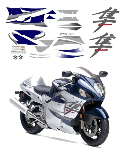 Kit Adesivo Emblema Gsx 1300r Hayabusa 2006 Preta E Prata Cor PADRÃO