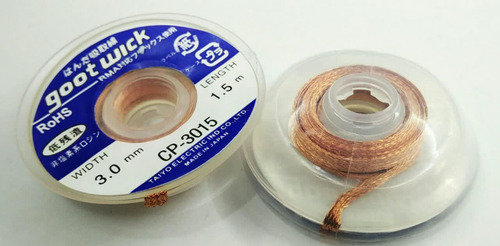 Imagen 2 de 5 de Malla Desoldante Goot Saturada En Flux 3mm Cp3015 Japon Hobb