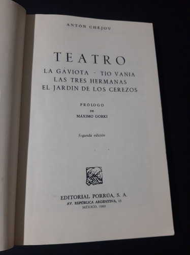 Teatro Antón Chejov La Gaviota Tio Vania Porrua (Usado)