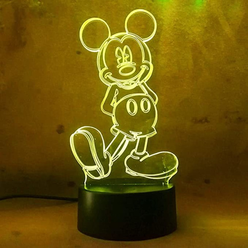 Amroe - Lampara De Mesa Con Diseño De Mickey Mouse 3d, 7 Col