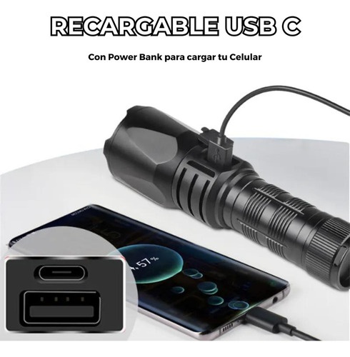 Lampara Recargable Ultra Potente 30,000 Lumenes Laser Led