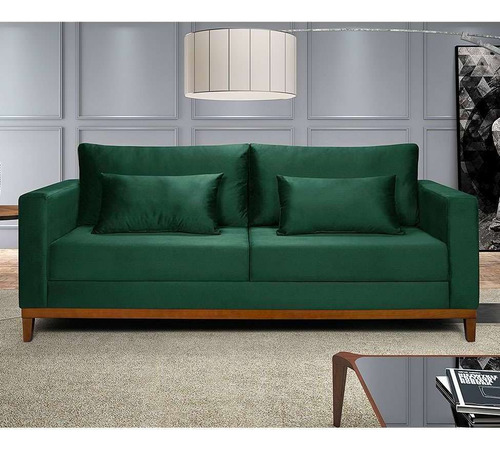 Sofá 3 Lugares Bahamas Suede Verde 230 Cm