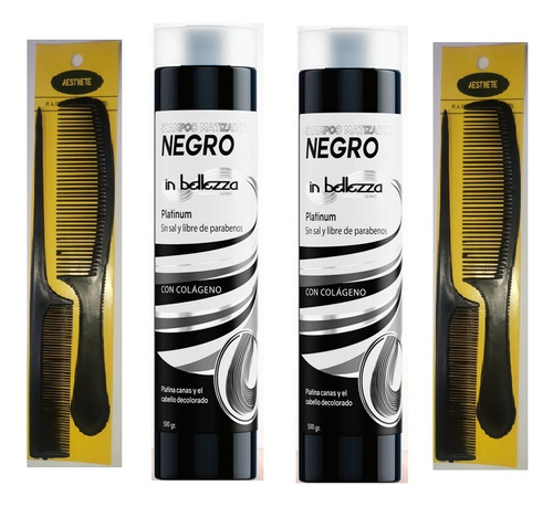 2 Shampoo Matizador Negro Sin Sal Ni Parabenos 500ml+ Regalo