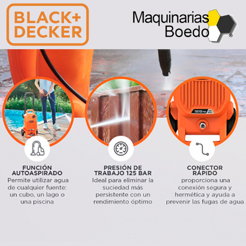 Hidrolavadora Auto Aspirado 125 Bar Bepw1800t Black+decker