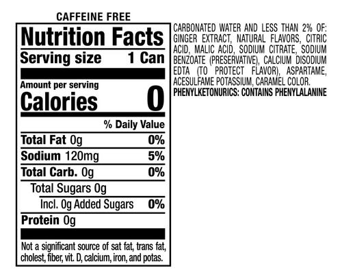 Canada Dry Zero Sugar Ginger Ale Latas 12 Oz, Paquete De 12
