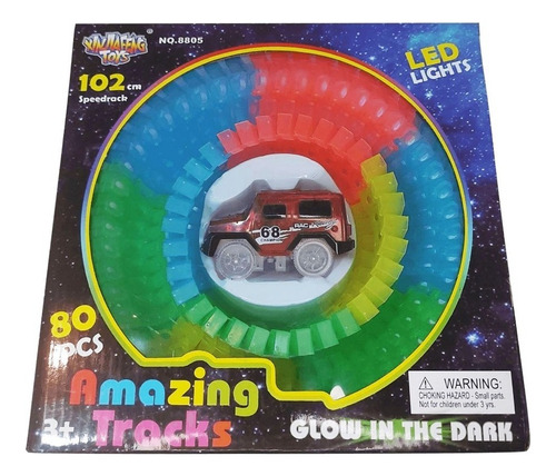 Pista Luminosa Flexible De Autos 80 Piezas Amazing Tracks Color Multicolor