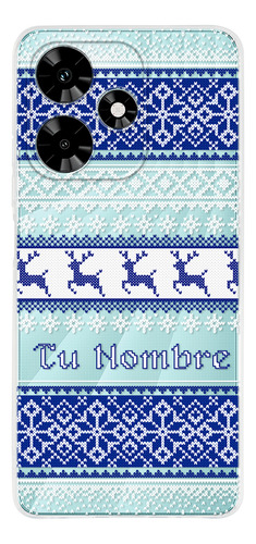 Funda Para Infinix Ugly Sweater Navideño Azul Con Tu Nombre