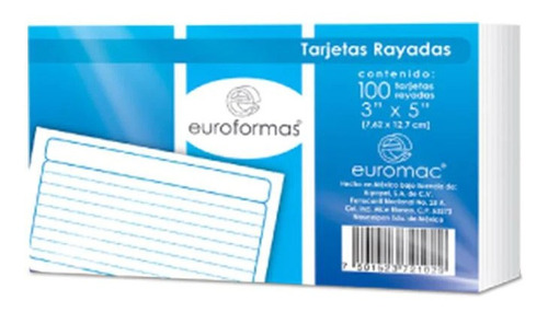 Tarjeta Euroformas Ti0005 Bibliográfica Rayada 4x6 C/10 /v