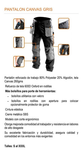 Imagen 2 de 4 de Pantalón Cargo Hombre Canvas Gris