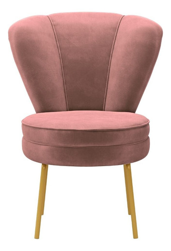 Jogo 2 Cadeiras Decor Para Mesa De Jantar Pés De Ferro Assento Rosa Escuro Desenho Do Tecido Tecido Veludo