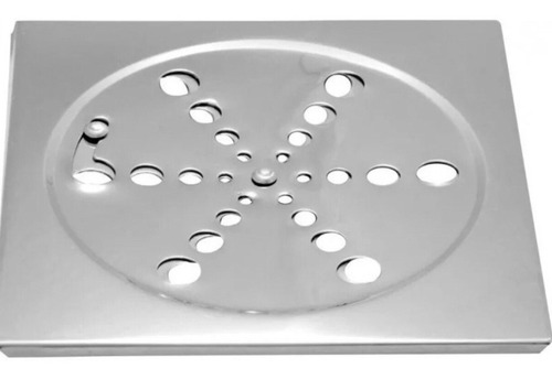Ralo Tampa Grelha Aço Inox Quadrada 10cm Com Fecho Rotativo