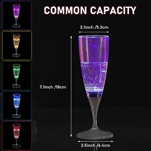 Copas De Flauta De Champán De Vino Led, Homeya (juego De 6 M