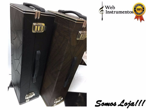 Estojo Case Para Sax Alto Luxo Costurado Preto/marrom