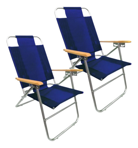 Reposera Sillon 5 Posiciones Apoyabrazo Madera Playa X2