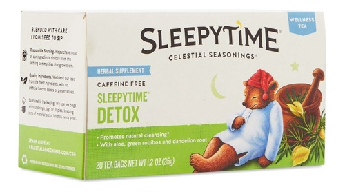 Té Celestial Seasonings Sleepytime Detox 20 Bolsas Importado