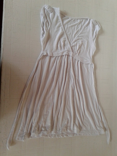 Remera Top Con Lazo Blanca Algodon Y Lycra Talle S
